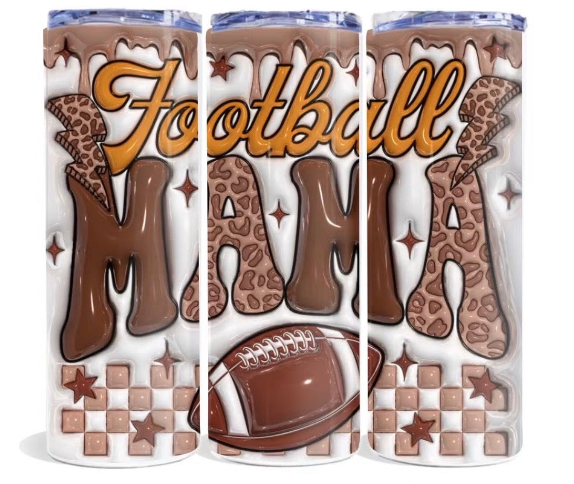 Football Mama Leopard 20 oz Tumbler