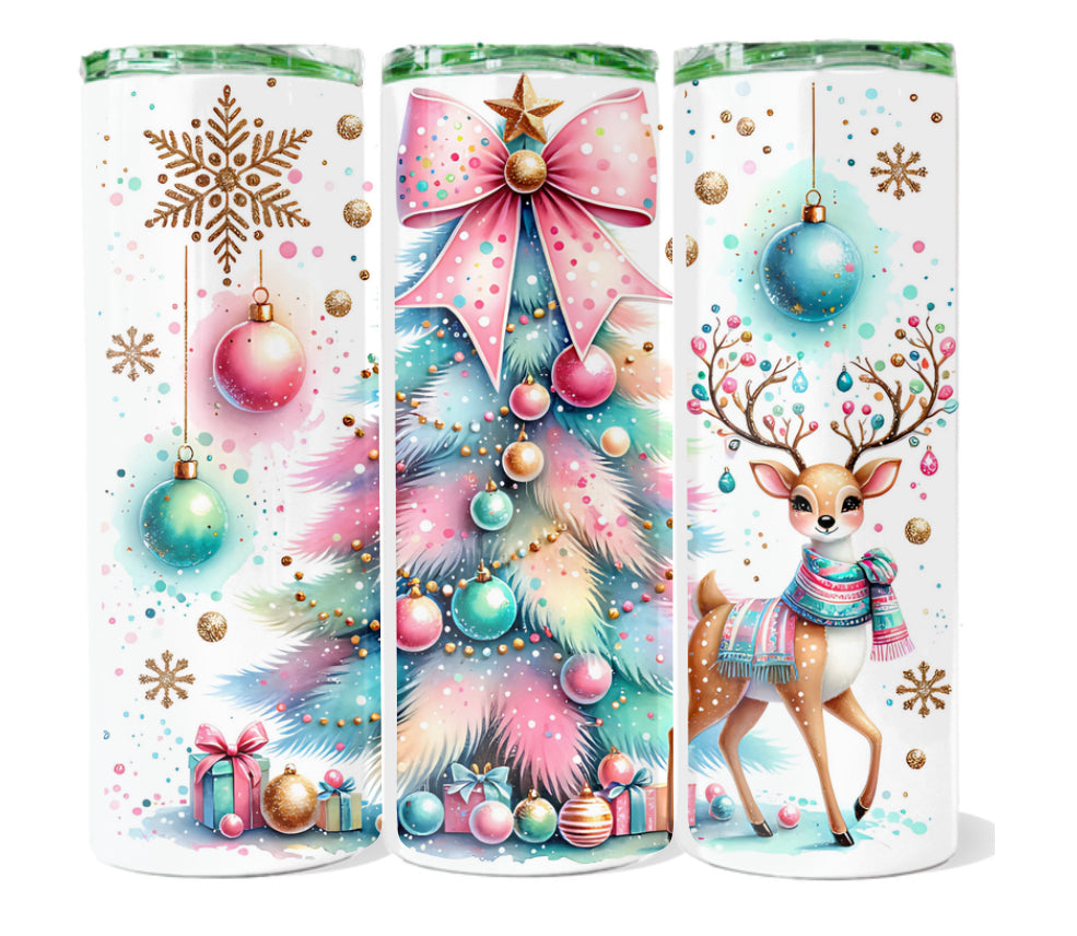 Pink Christmas 20 oz tumblers
