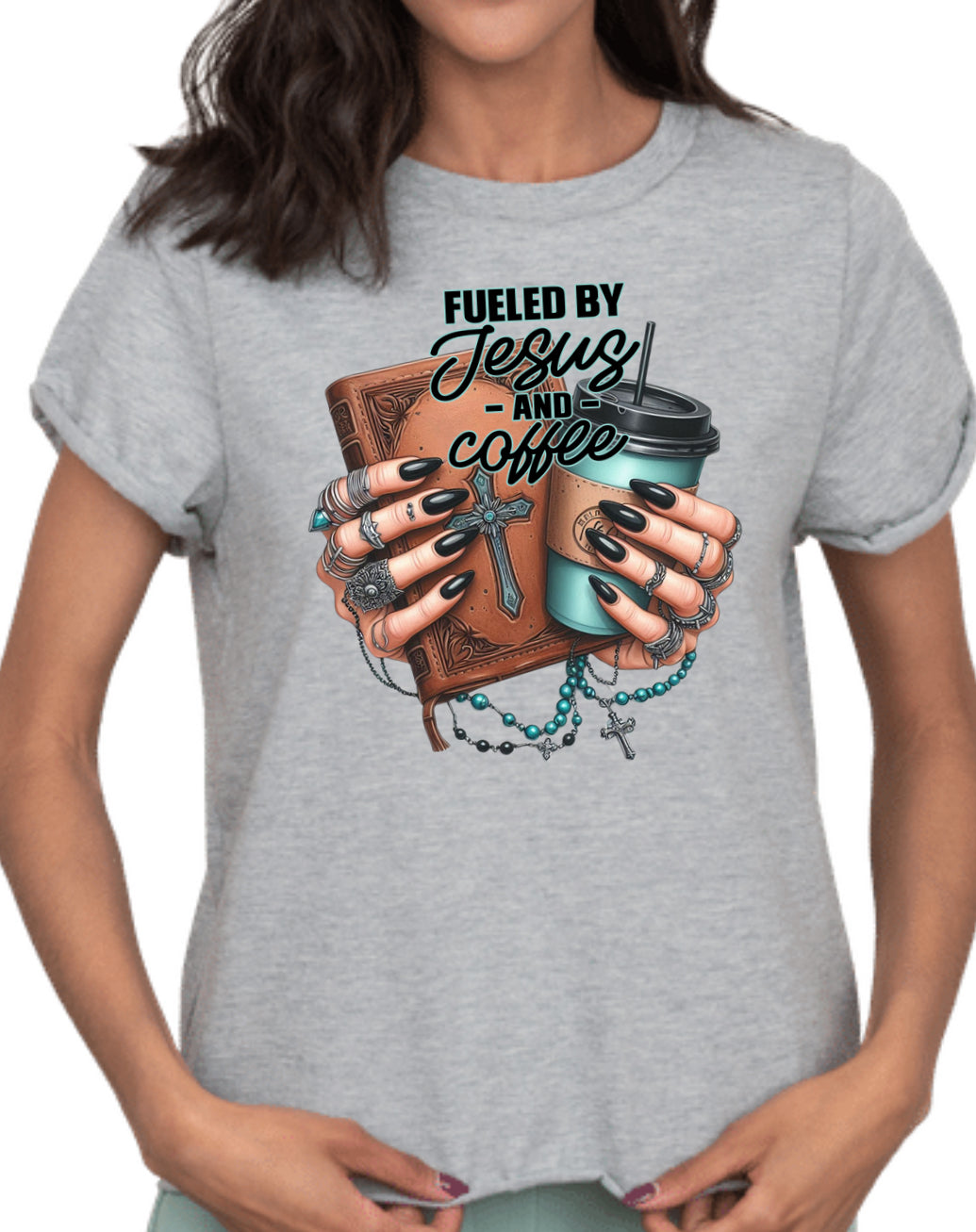 Fueled by Jesus & Coffee Tee, tote & Sweatshirt