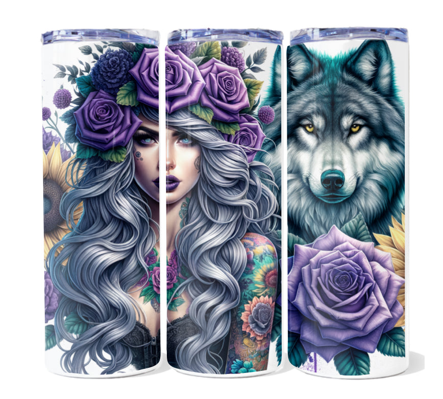 Wolf design 20 oz tumblers