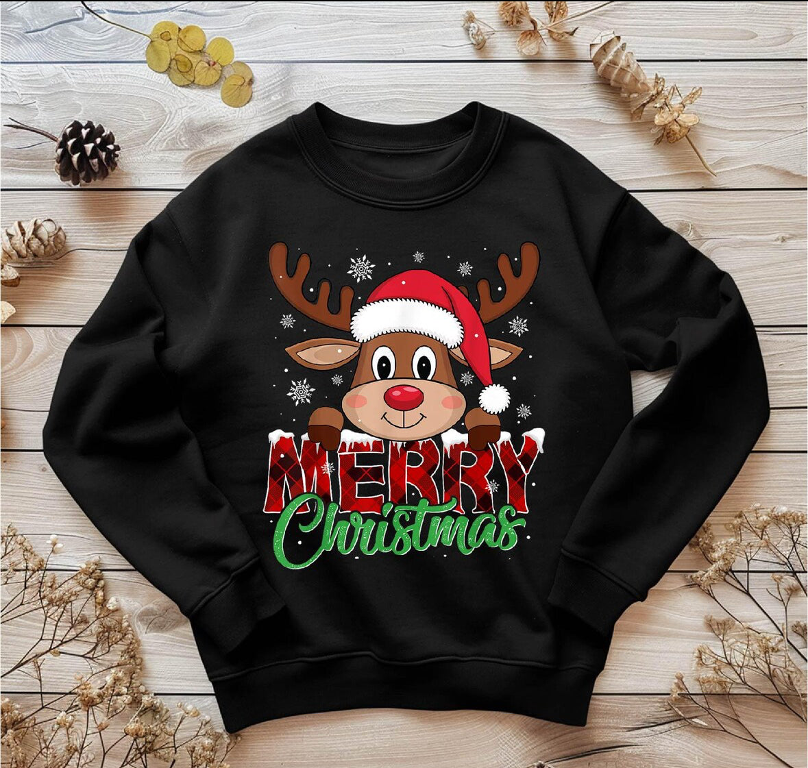 Merry Christmas Reindeer Tee & Sweatshirt