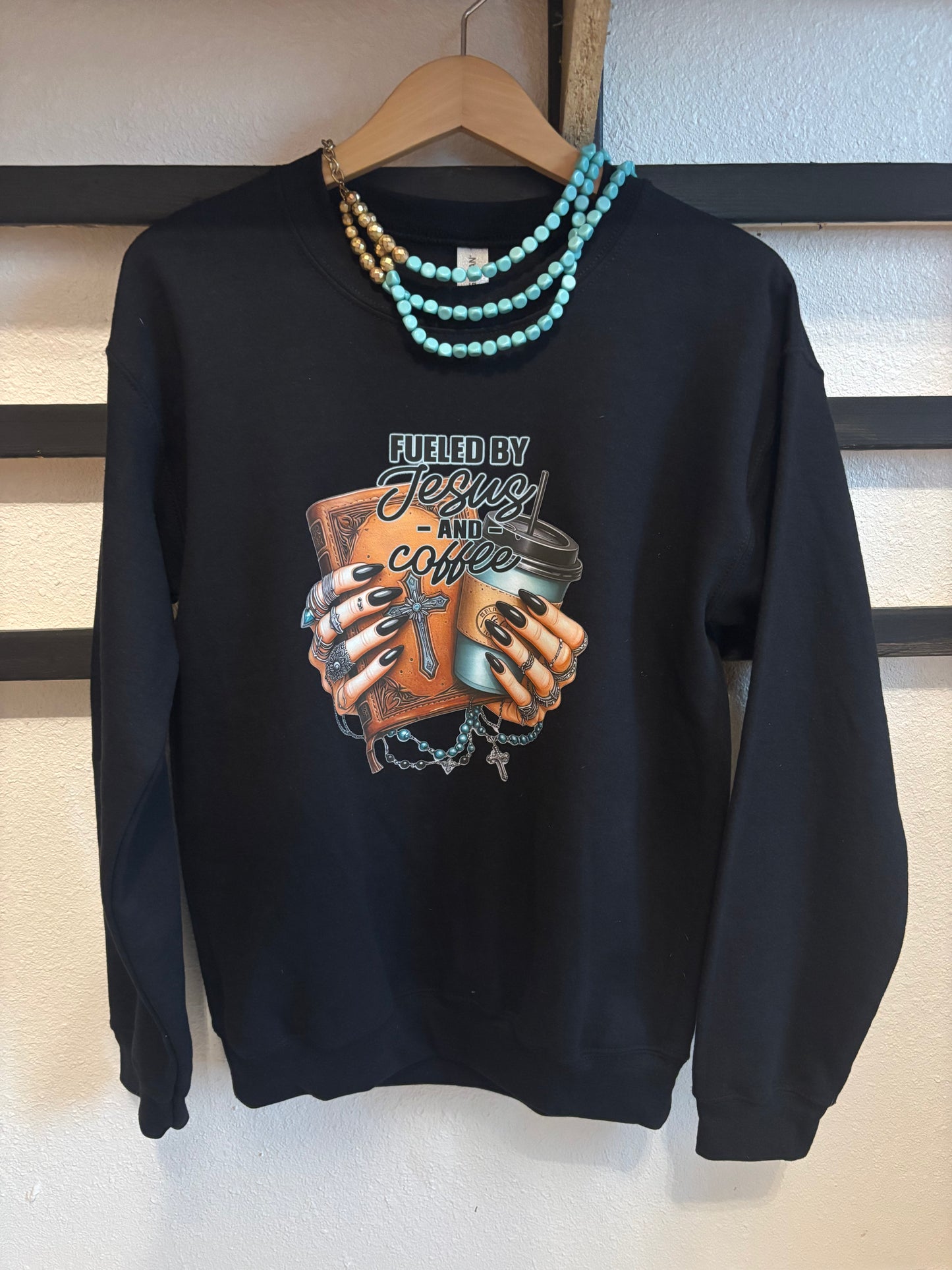 Fueled by Jesus & Coffee Tee, tote & Sweatshirt