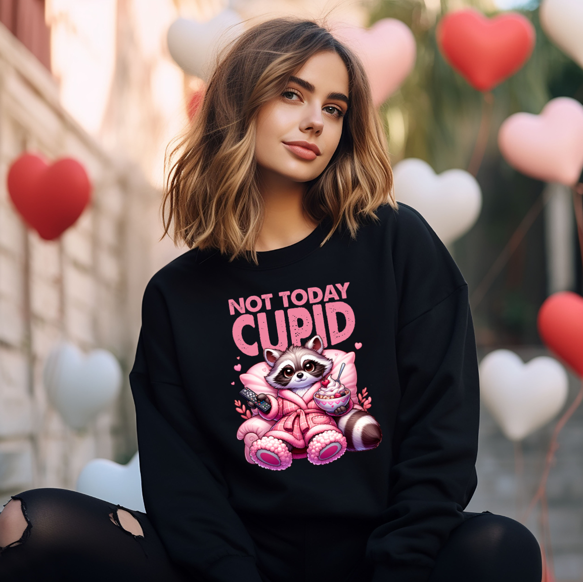 Racoon Not Today Cupid Tee, Sweatshirt & Hoodie