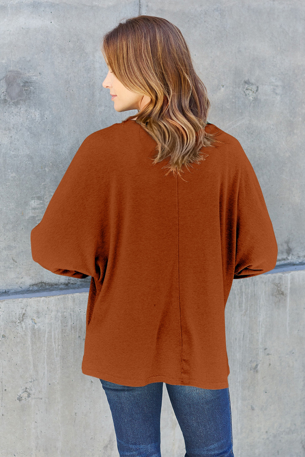 Double Take Full Size Round Neck Long Sleeve Top