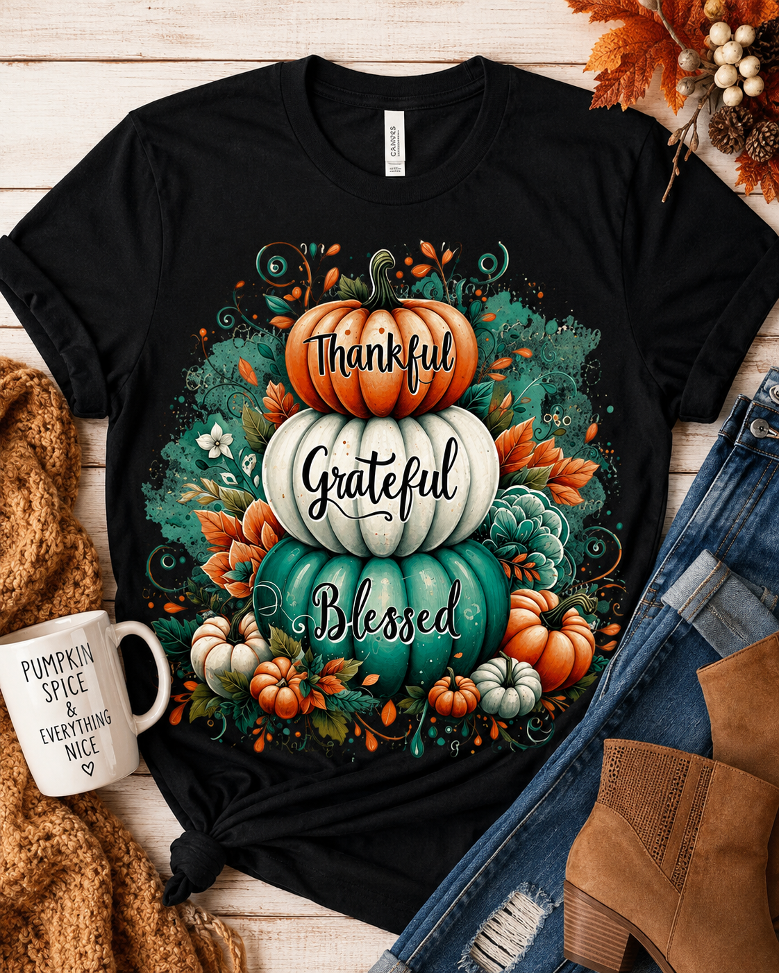 🎃 Thankful • Grateful • Blessed Tee, Sweatshirt & Hoodie