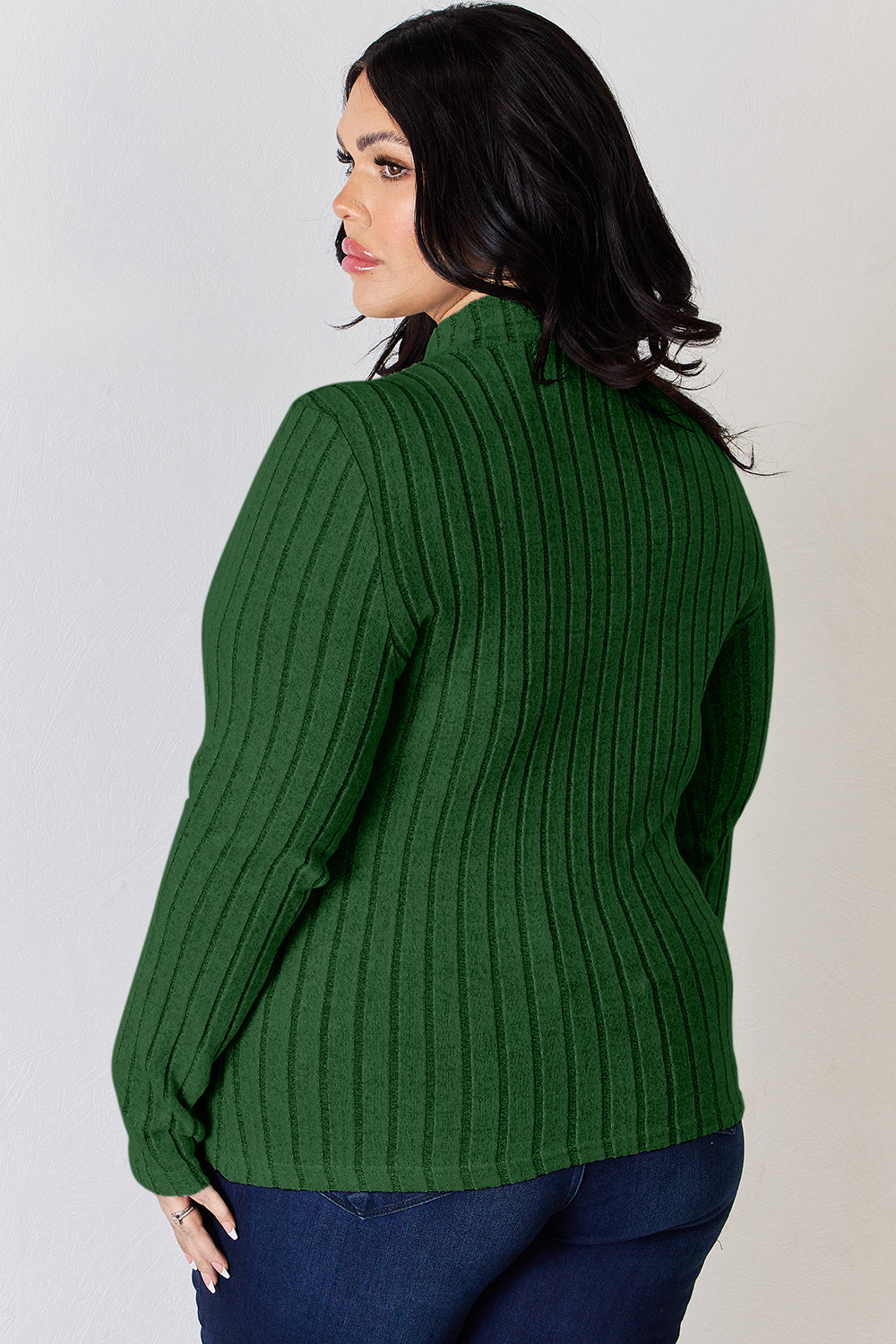 Basic Bae Full Size Ribbed Mock Neck Long Sleeve Top