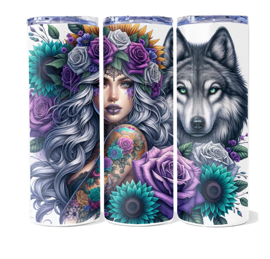Wolf design 20 oz tumblers