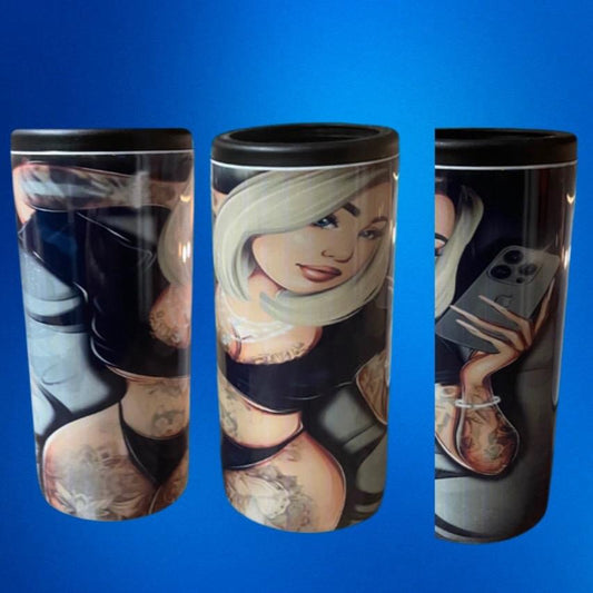 Team QŪ€€Ń Custom 12 oz Slim Can Coolers