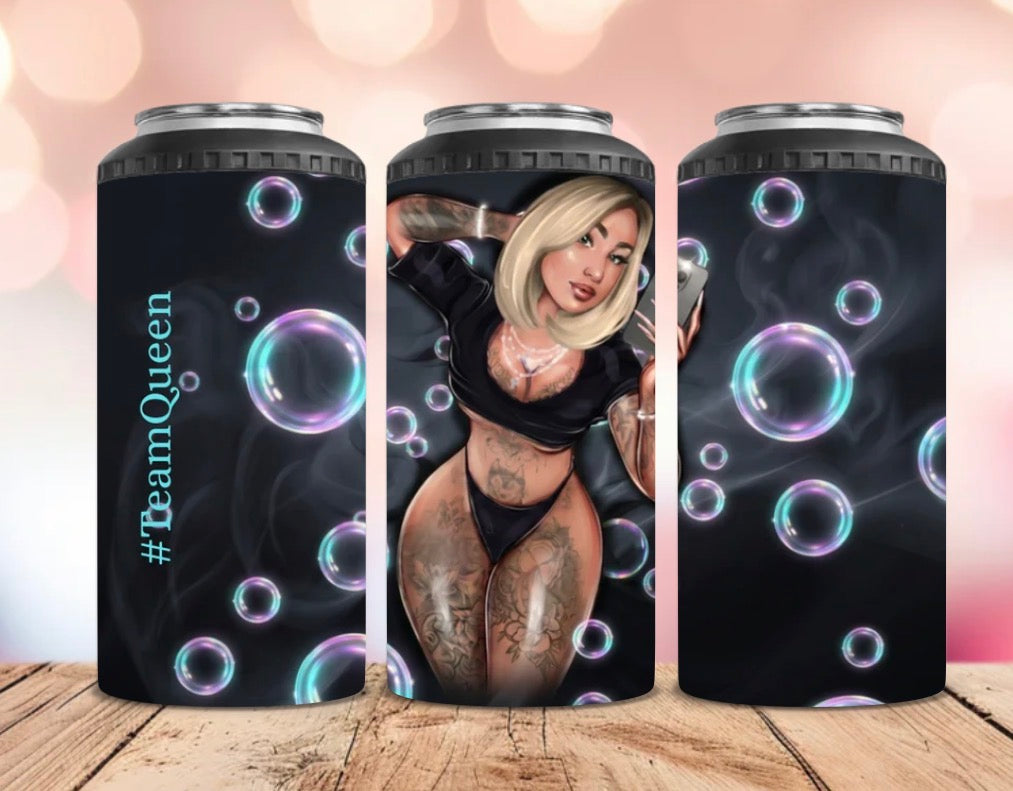 🫧 QŪ€€Ń🫧 Personalized 12oz Slim Hard Can Cooler
