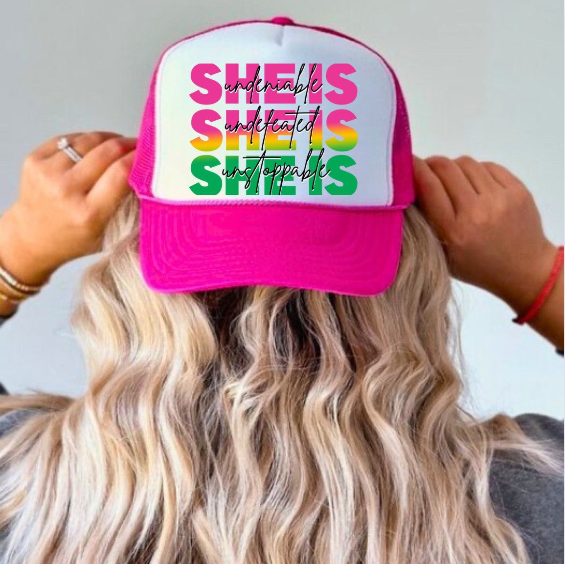 She is print cap