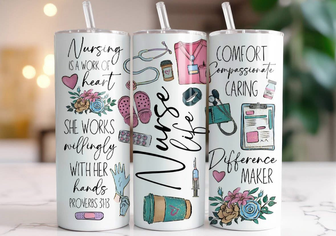 Nurse Life 20 oz Skinny Tumbler