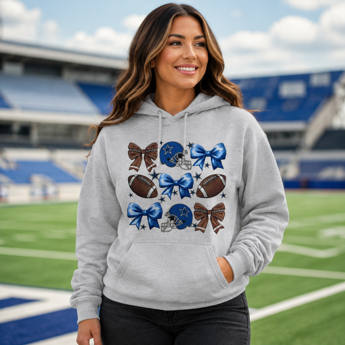 Blue Bow Football Game Day Shirts