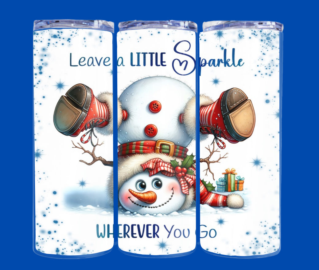 Sparkle Snowman Christmas 20 oz tumbler