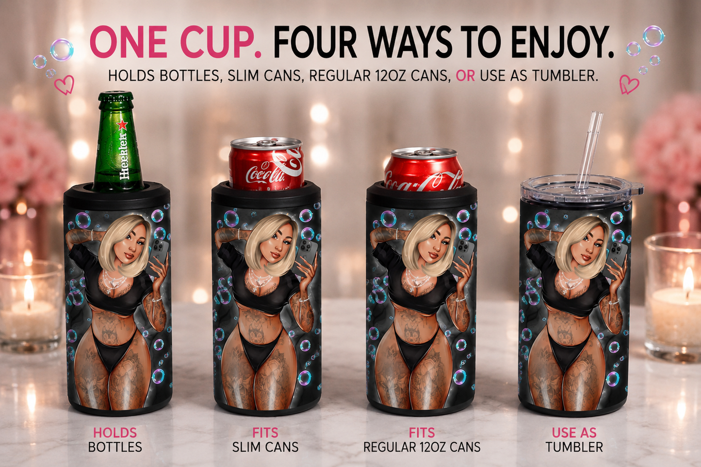 🫧 QŪ€€Ń🫧 4-in-1 Can Cooler