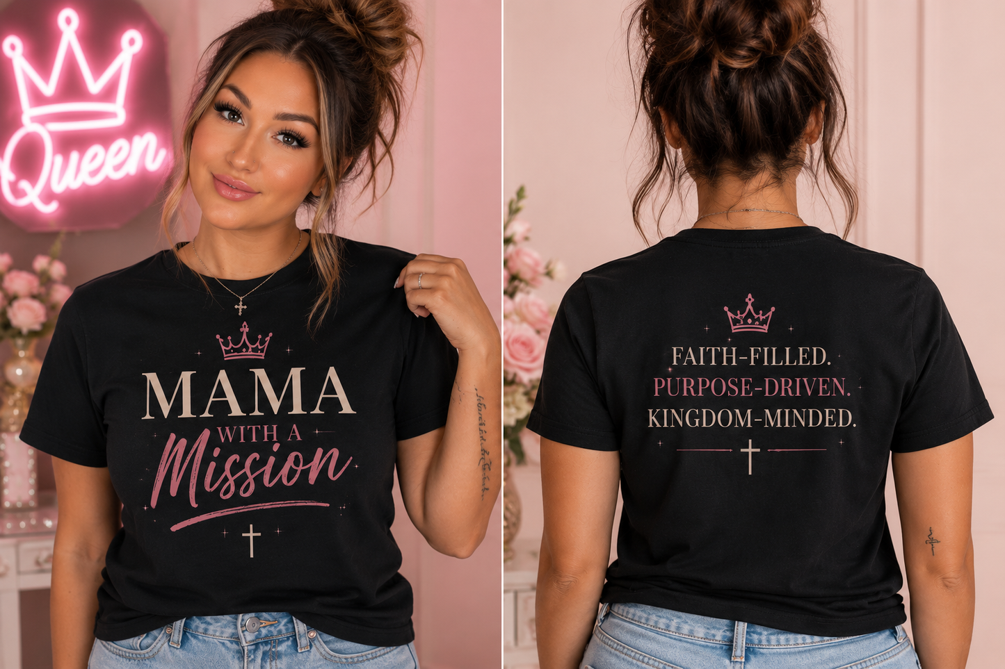 🫧QŪ€€Ń🫧 Mama With a Mission | Christian Mama Tee, Sweatshirt & Hoodie