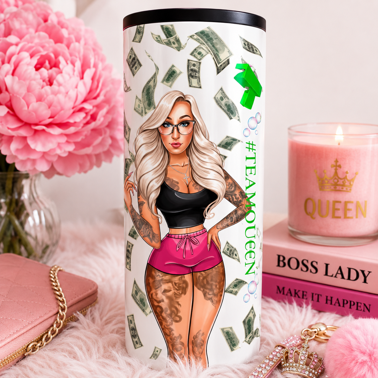 🫧 QŪ€€Ń🫧 Personalized 12oz Slim Hard Can Cooler