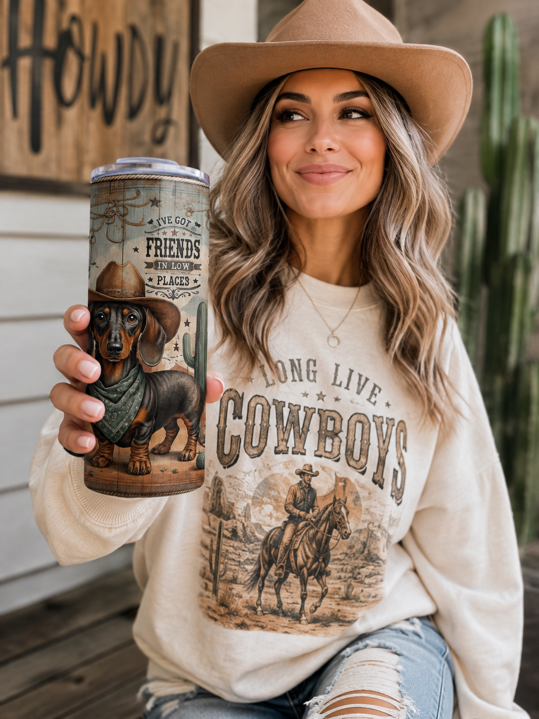 Cowboy Dachshund Tumbler