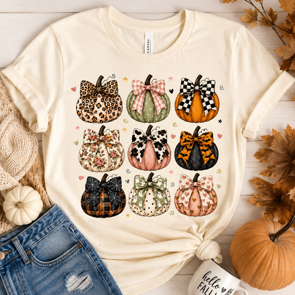 🎀 Pumpkin Bows Fall Tee