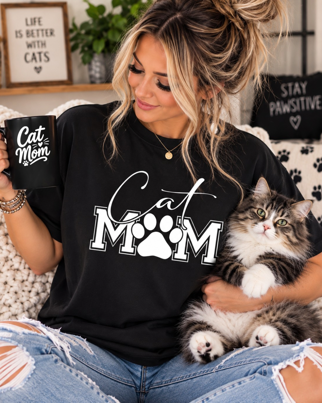 🐾 Cat Mom Tee, Sweatshirt & Hoodie