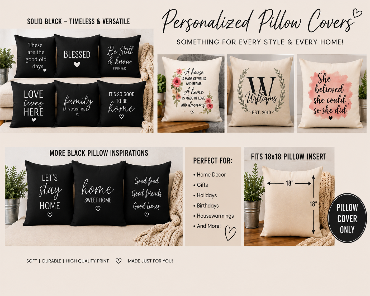 🛋️ Personalized Pillow Cover | Your Design, Your Style