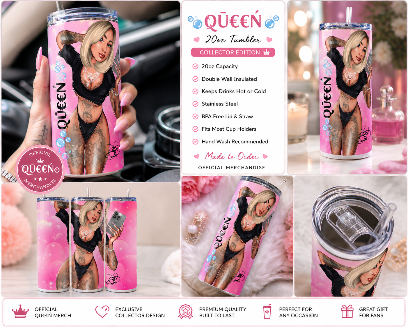 QŪ€€Ń Collector Edition Tumbler close up detail shot