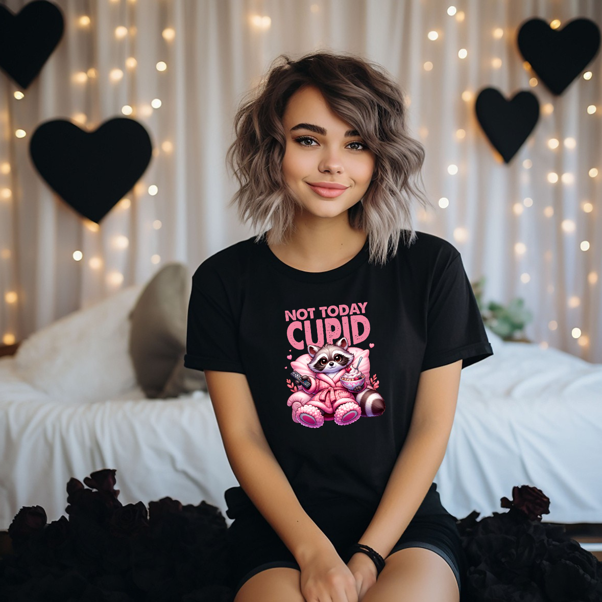 Racoon Not Today Cupid Tee, Sweatshirt & Hoodie